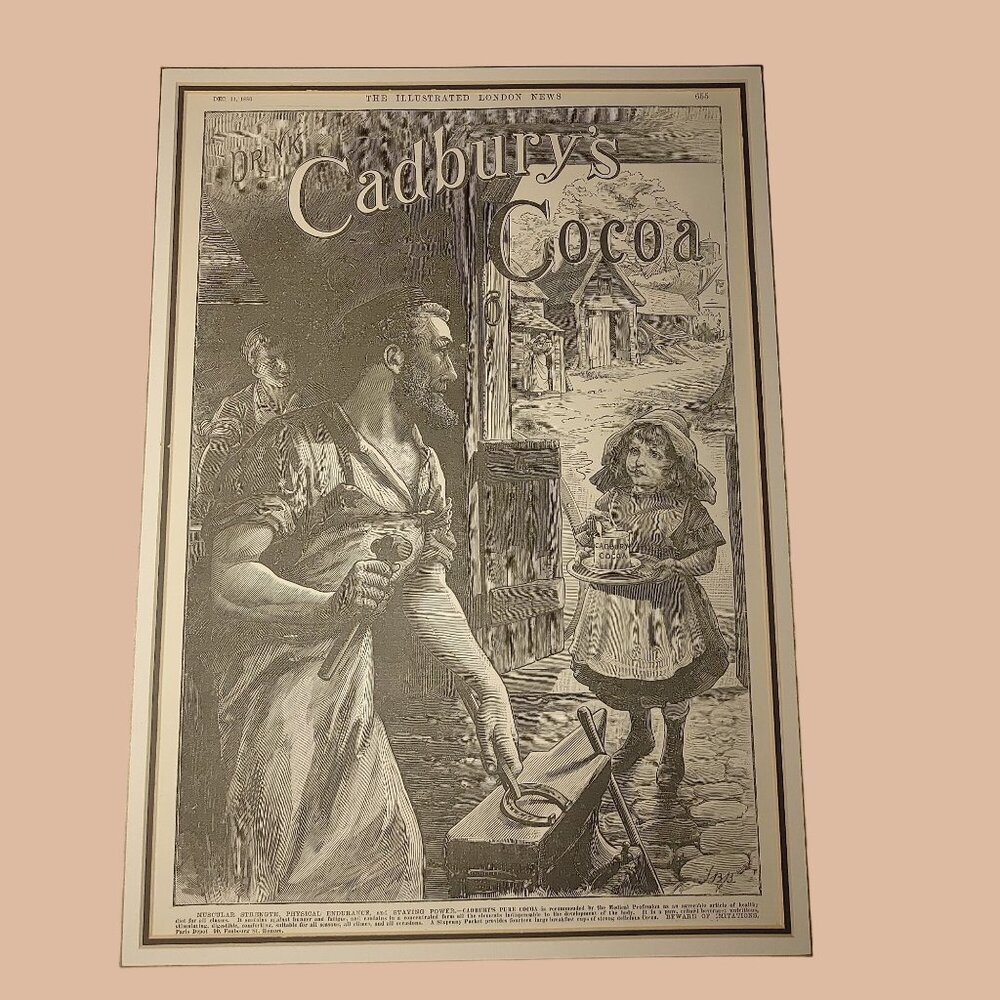 Vintage 1891 Cadburys Cocoa Advertising Print From The Illustrated London News